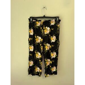 Rare Editions Girls Black Floral Paperbag Waist Pants Size 7